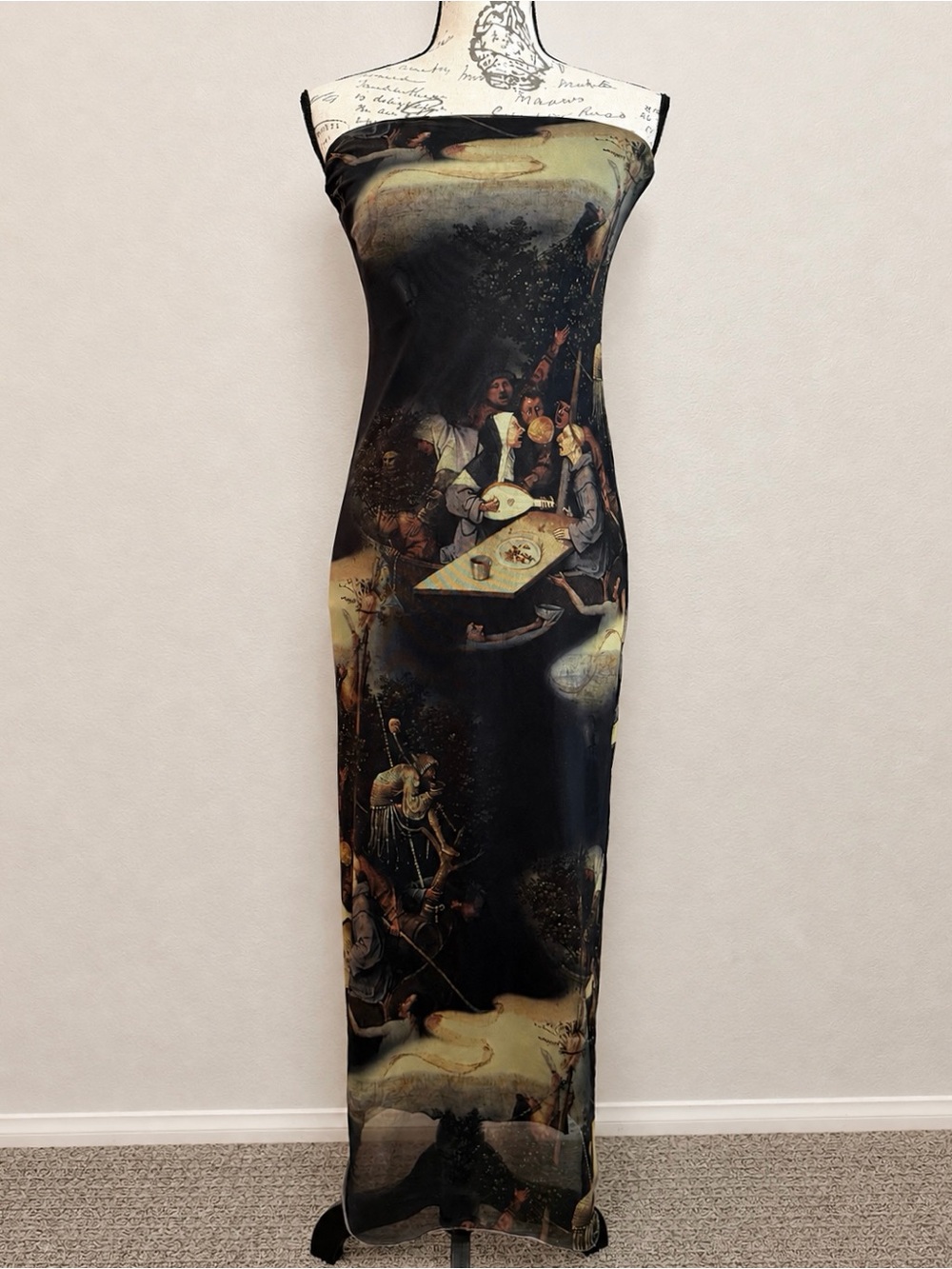 Zara Hieronymus Bosch Ship of Fools Mesh Midi Dress XS Art Print - Picture 2 of 10
